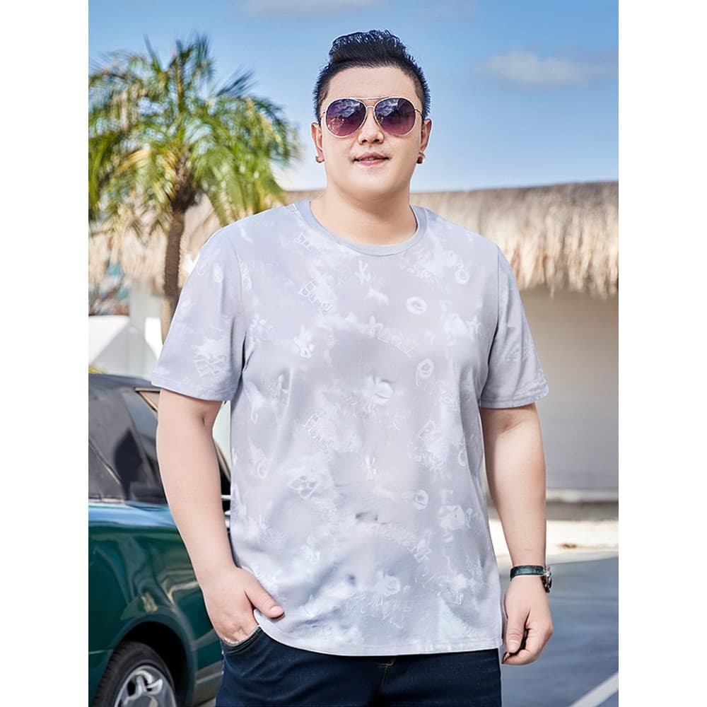 2025 novo estilo de manga curta camiseta masculina verão fino em torno do pescoço impresso seda gelo meia manga solta ta