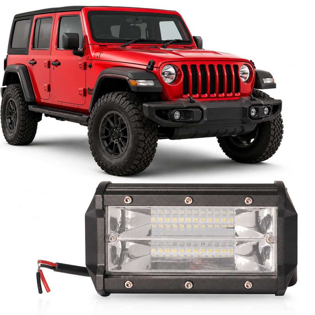 Farol Milha Led Barra 72w Carro Off Road Jeep Gaiola Trilha 4 funções