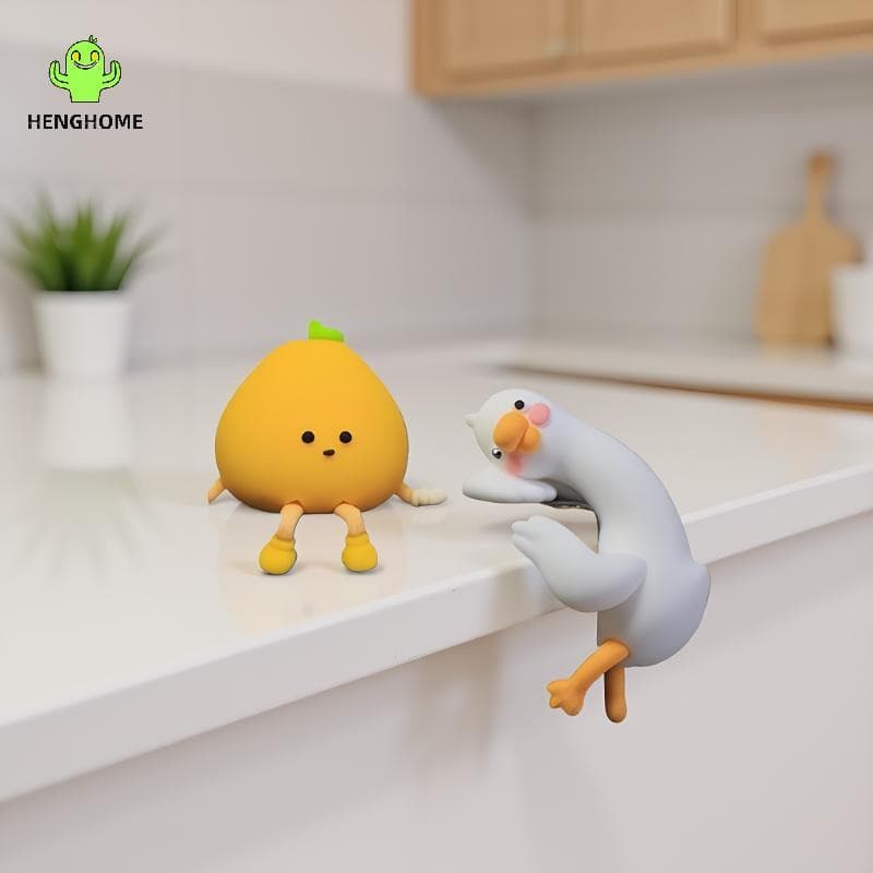 HENGHOME 2 Pcs 3D Du Pomelo Estatueta Resina Decoração De Animais De Desenho Animado Para Mesa Painel De Carro TV PC Mon