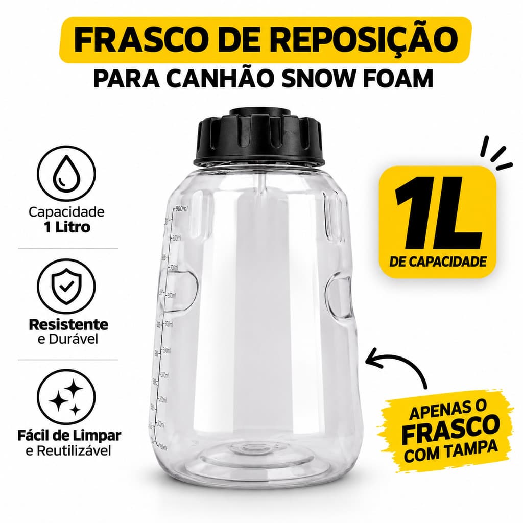 Frasco Snow Foam 1 Litro Reposição Para Canhão de Espuma com Tampa