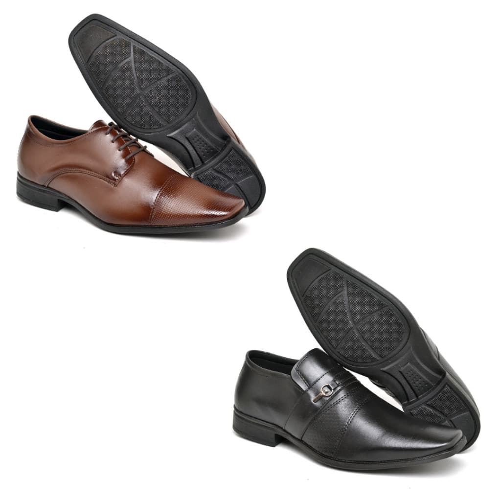 Kit 2 Pares Sapato Masculino Social Premium Bico Quadrado