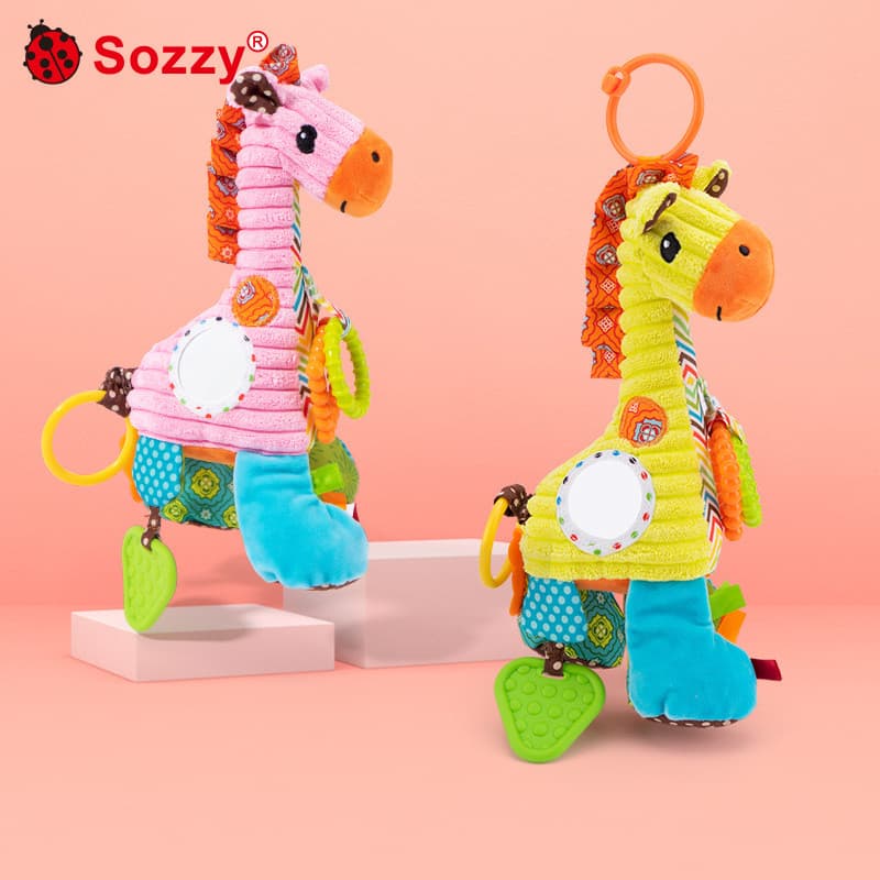 Sozzy girafa puxar sino carrinho de bebê torno cabide 0-1 anos de idade 0-3-6 meses caixa música puxar Piano brinquedos