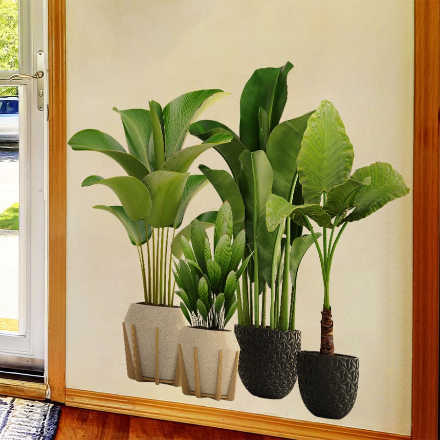 Adesivos de parede Tropical Plantain vaso auto-adesivo adesivos de parede quarto sala de estar adesivos decorativos