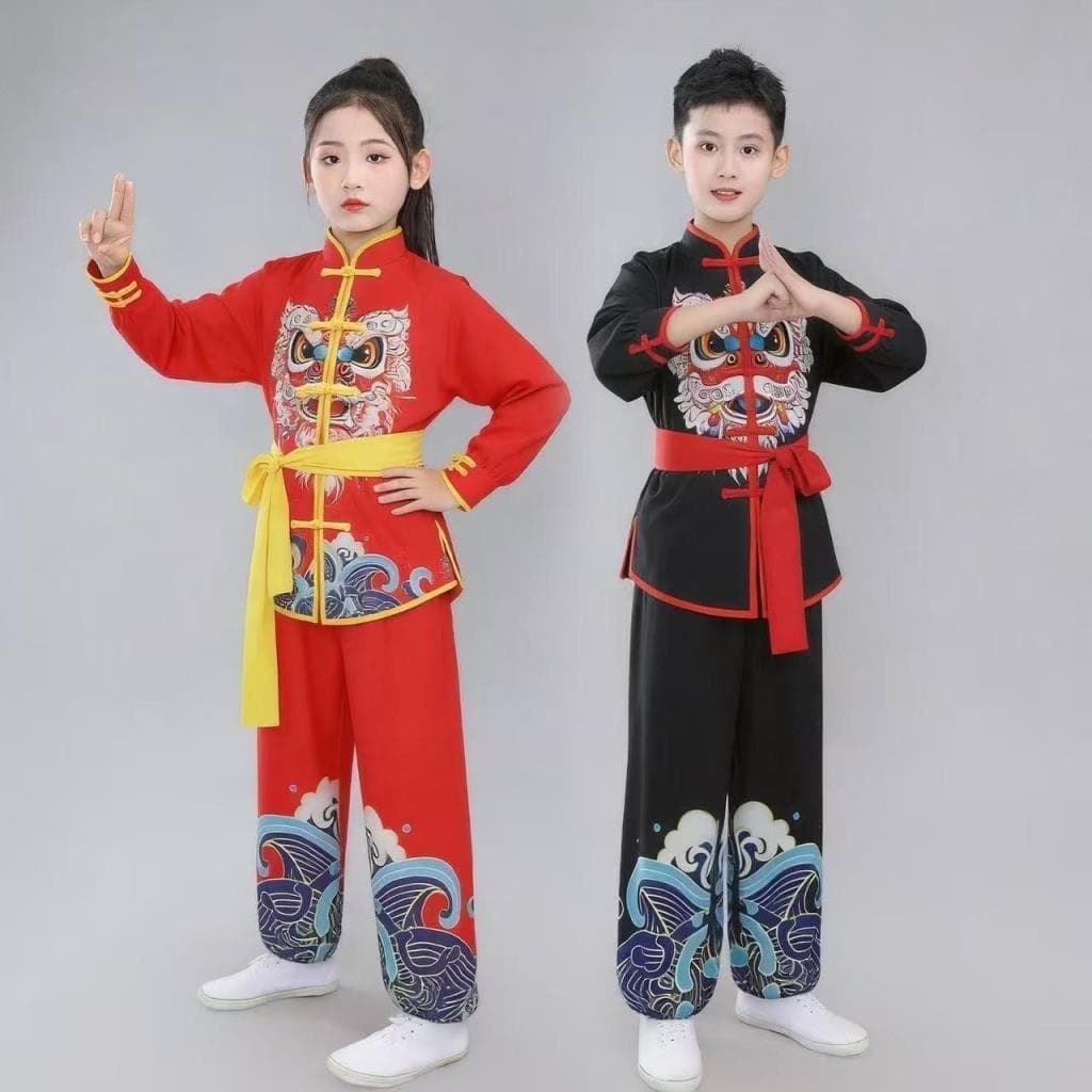 Roupas de artes marciais infantis Dança do dragão Roupas de dança do leão Roupas de tambor Roupas de desempenho de artes