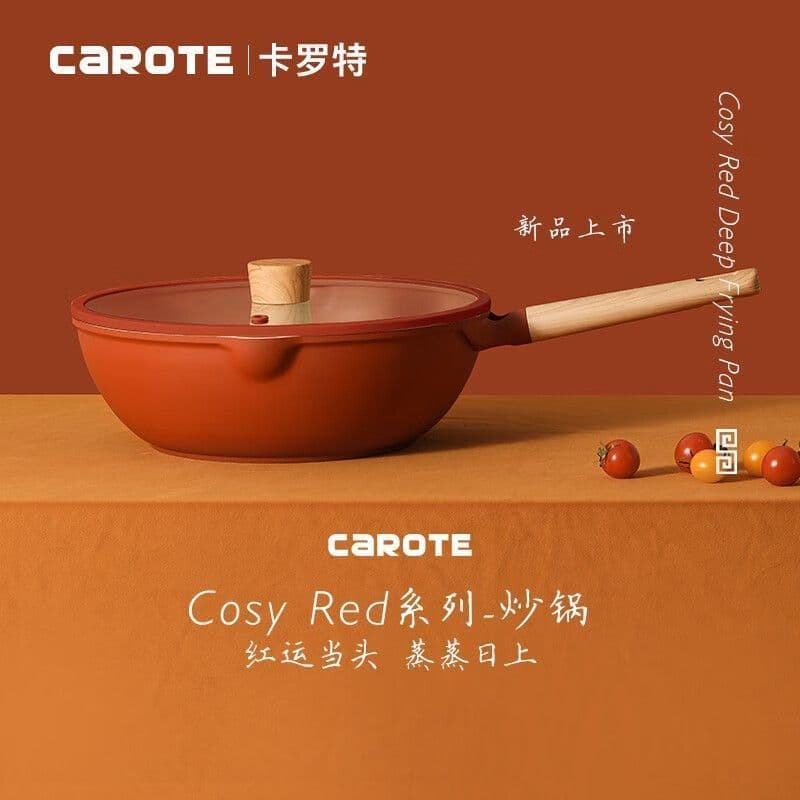 [Carlotte] antiaderente wok wok fogão de indução doméstico fogão a gás dedicado pedra médica frigideira pequeno wok wok