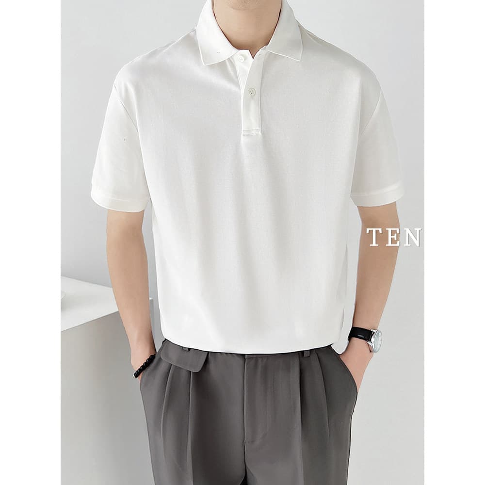 Verão High-End camisa polo masculina de manga curta versão coreana Street Wear cor sólida Paul camisa novo estilo luz es