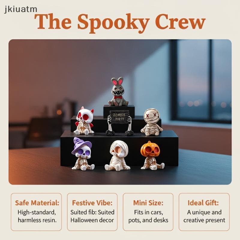 [jkiuatm] Conjunto De Mini Estatuetas Assustadoras De Halloween , 7 Peças , Enfeites De Terror Em Miniatura De Resina Pa
