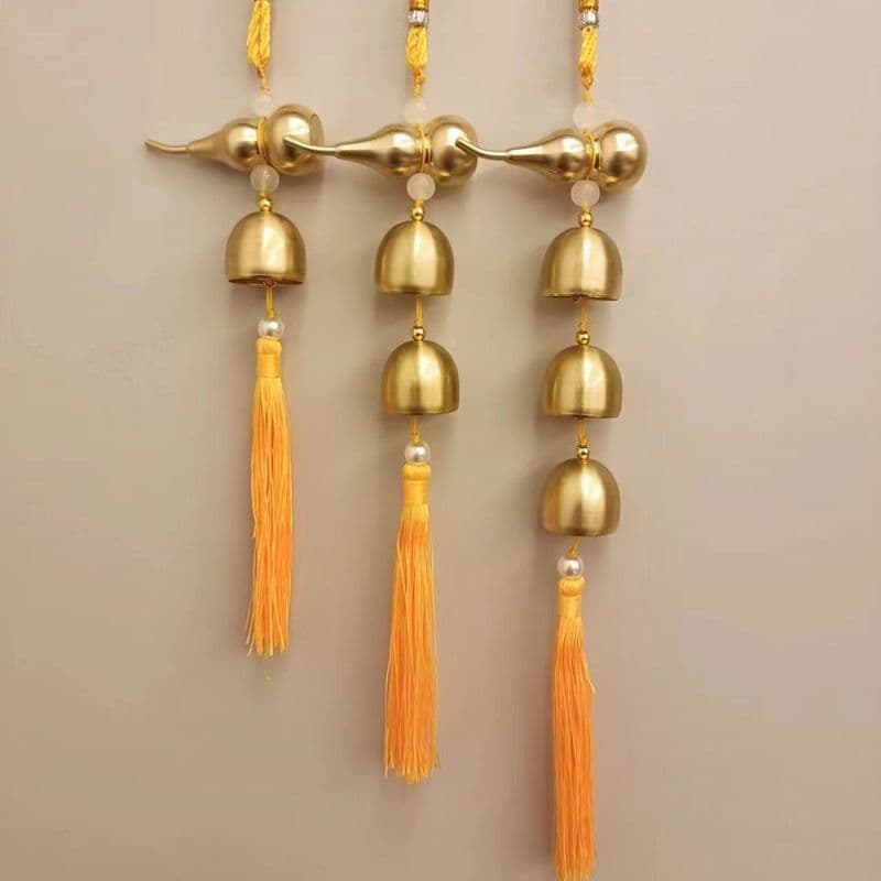 Feng Shui Sino Estilo Chinês Sino de Cobre Cinco Imperador Cabaça Pingente Metal Cobre Carrilhão de Vento Sino de Cobre