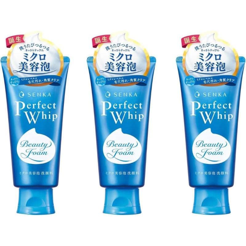 TSTADVANCE Senka Perfect Whip Espuma de Limpeza 4.23oz (120g) Conjunto de 3 Peças, Fragrância Floral Branca, Sabonete Fa
