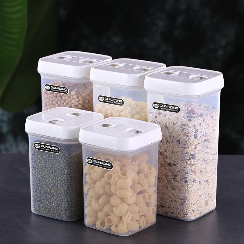 Frasco selado de plástico doméstico, frasco de armazenamento transparente, caixa de armazenamento de grãos de cozinha, à