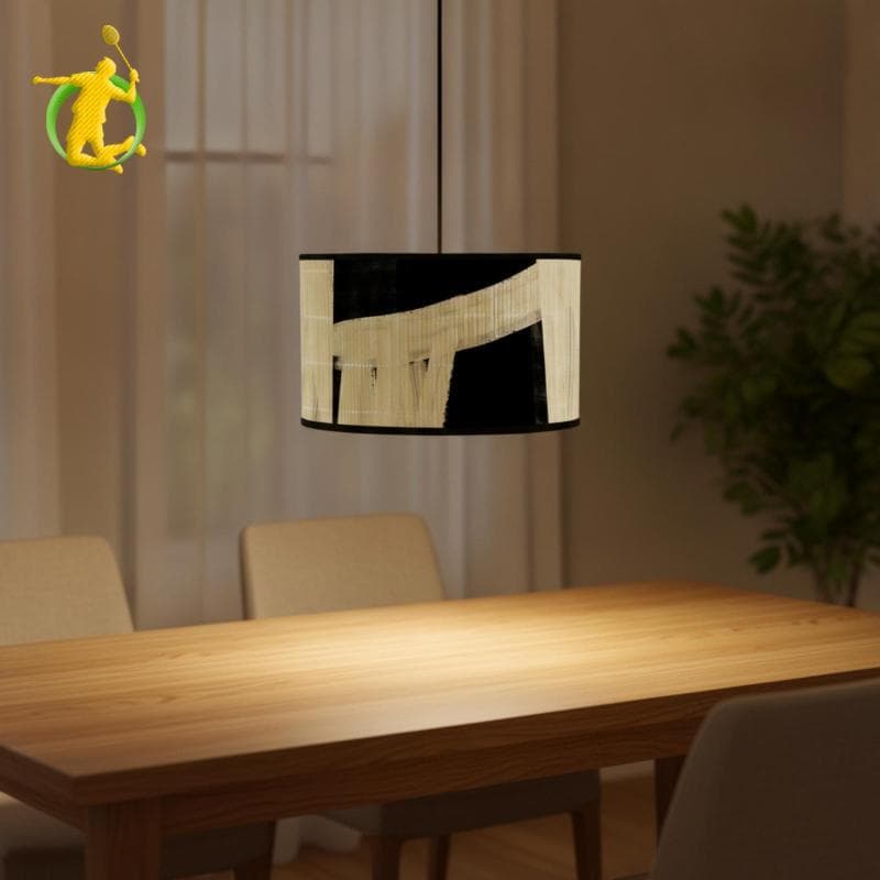 [Asiyy] Abajur Cilíndrico De Bambu Com Encaixe E27 Decorativo De Tecido Aros De Metal Tampa De Lâmpada Fácil De Instalar
