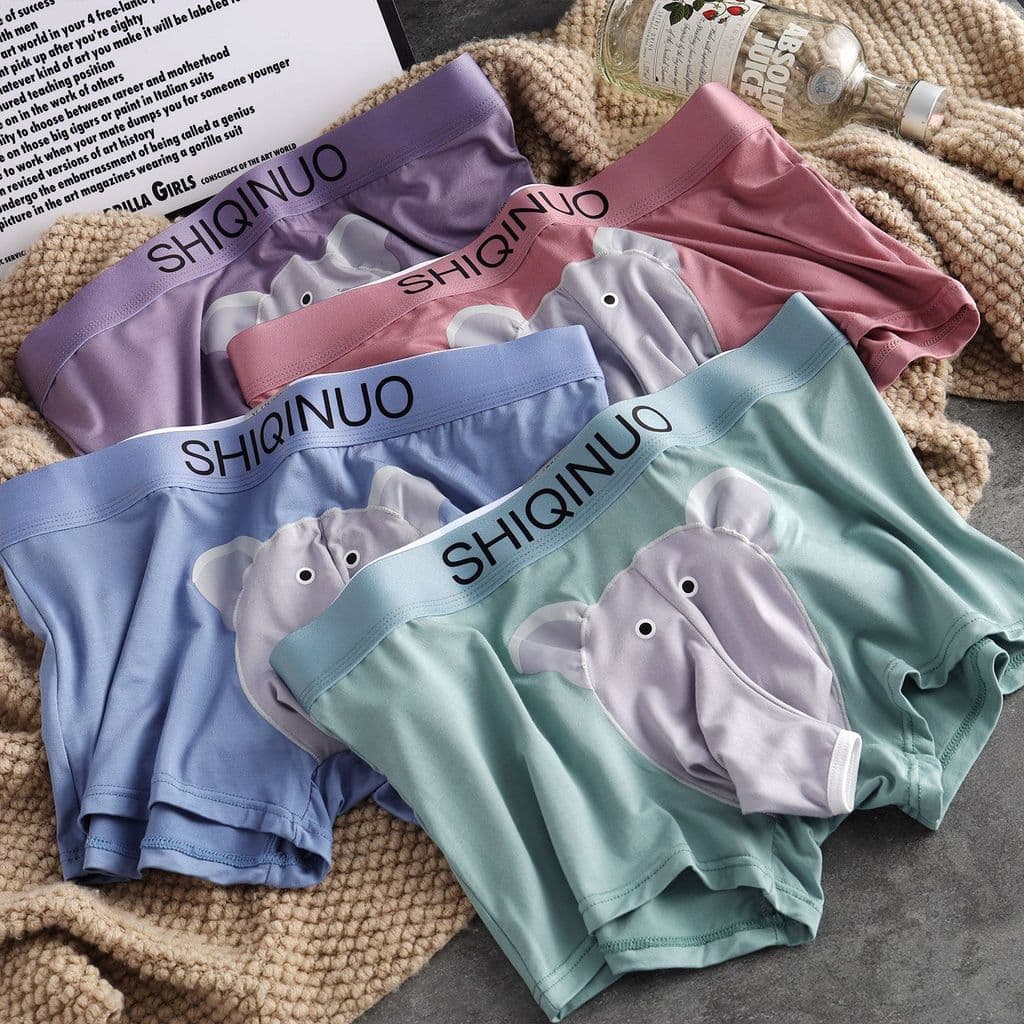 Cuecas com estampa de tromba de elefante, cuecas masculinas de modal, cuecas boxer respiráveis e confortáveis, shorts de