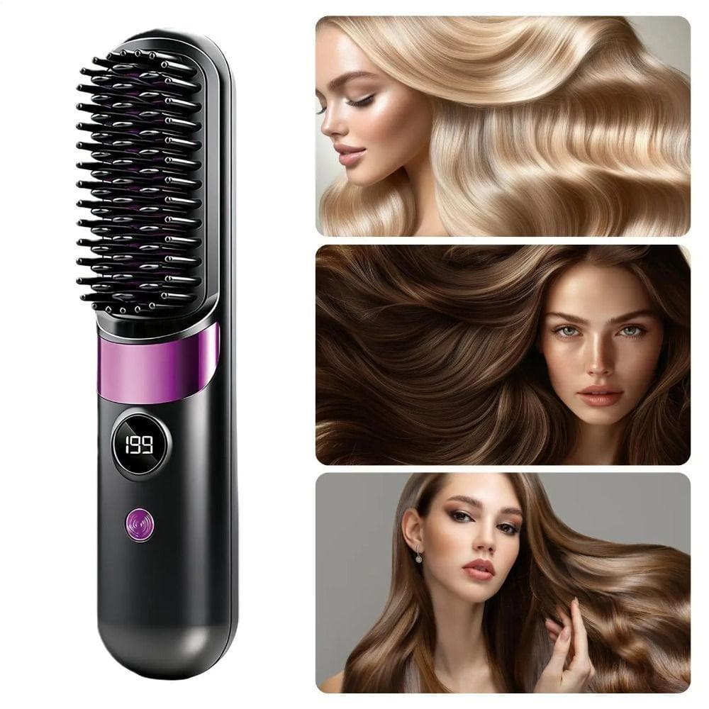 Escova Alisadora De Cabelo , Alisador Portátil Com Tecnologia Iônica Display LCD , Aquecimento Rápido