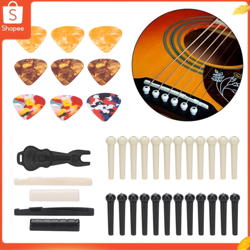 audiohome01.br Conjunto de acessórios de guitarra Premium Irfora com pinos de ponte, porcas e palhetas de celulóide