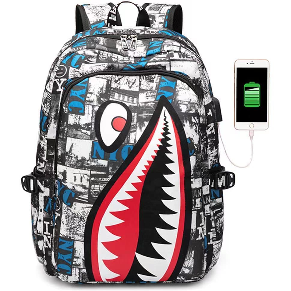 Exclusivamente para alunos do ensino fundamental mochila infantil tubarão padrão exclusivo impressão boné grande