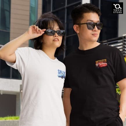 Kit 2 Camisetas Casal McQueen e Sally Filme Carros Roupa Casal Masculino Feminino Namorados 100% Algodão