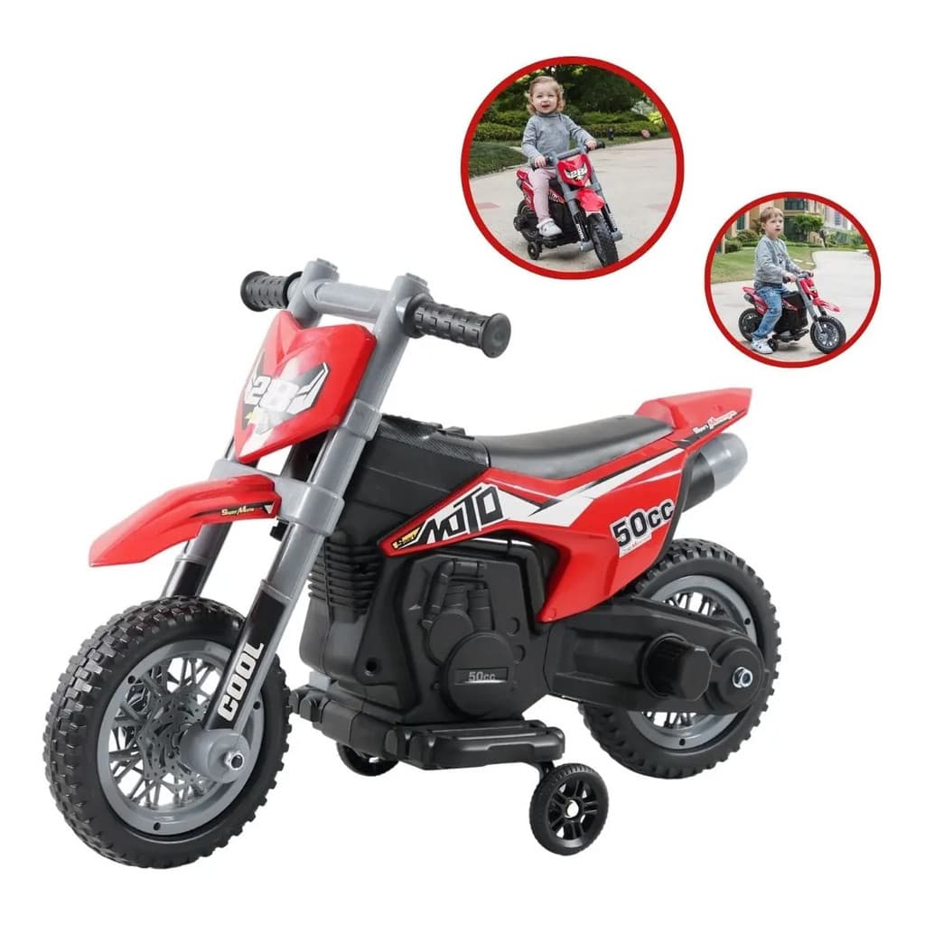 Mini Moto Cross Elétrica Infantil 6V Vermelha Importway 3kmh