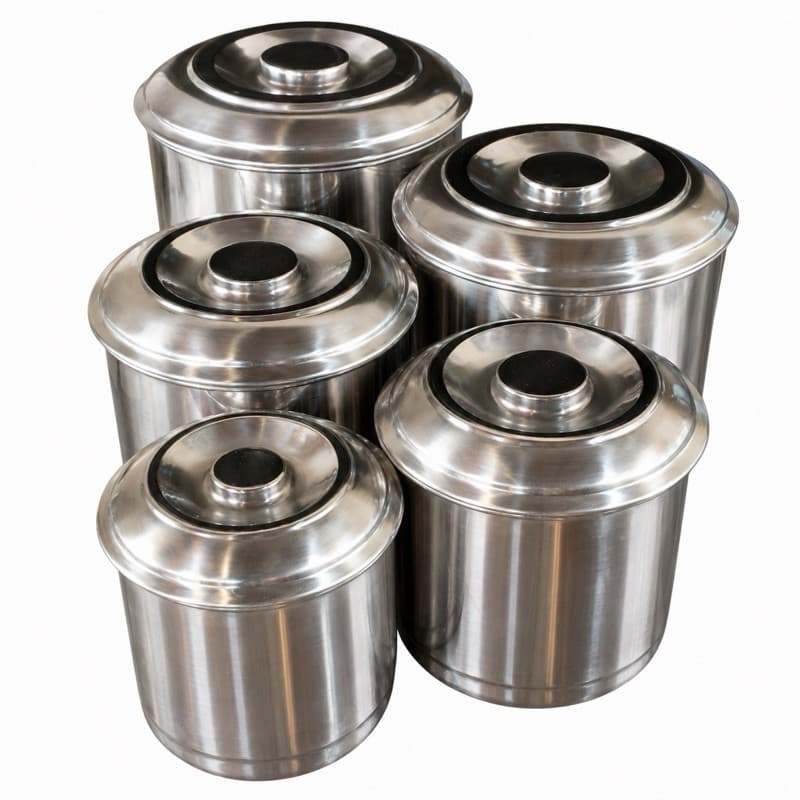 Jogo De Lata Mantimento De Aluminio - Conjunto 5 Pecas Porta Alimento