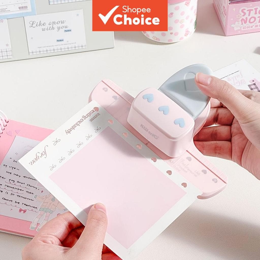 Furador de Papel com Borda de Três Corações, 1 unidade, com Régua Ajustável, Fofo para Agendas, Scrapbooking, Cartões e