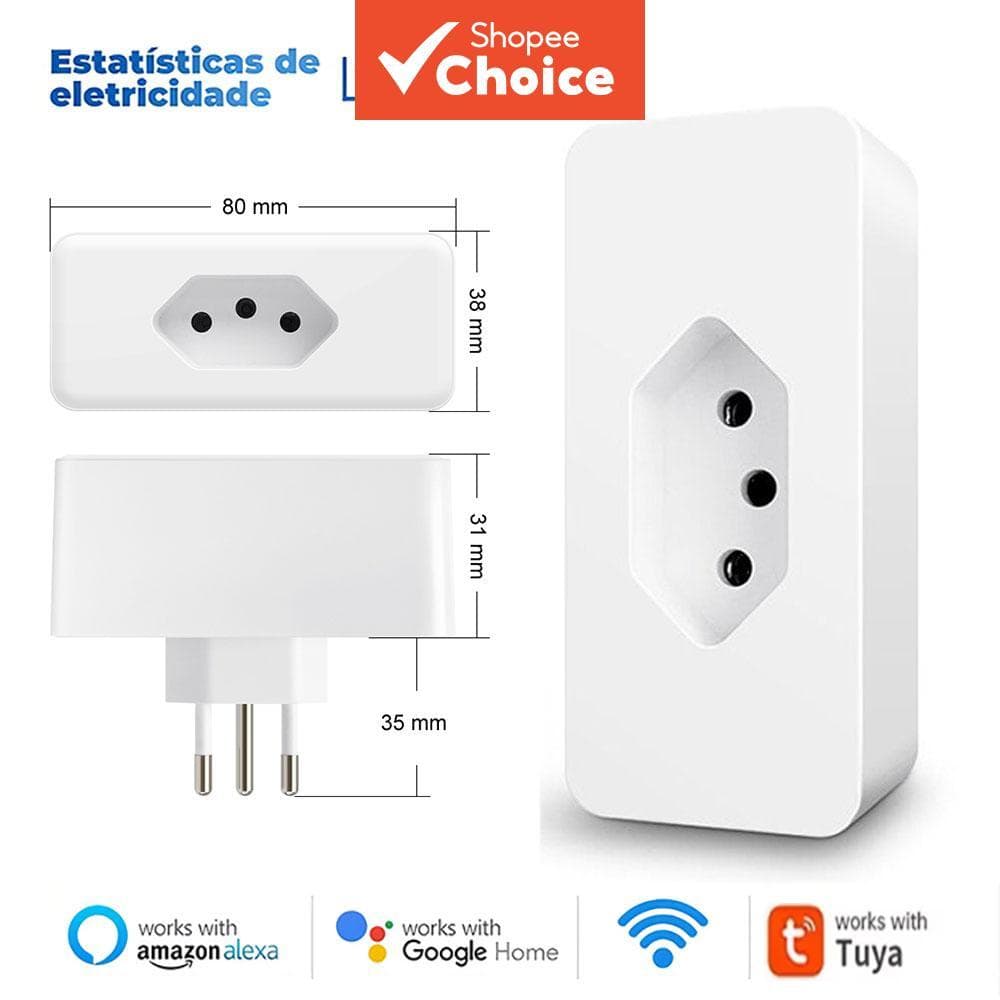 AXUS 16A para tomada inteligente WiFi Tuya, padrão brasileiro, monitor de energia, tomada inteligente com controle de