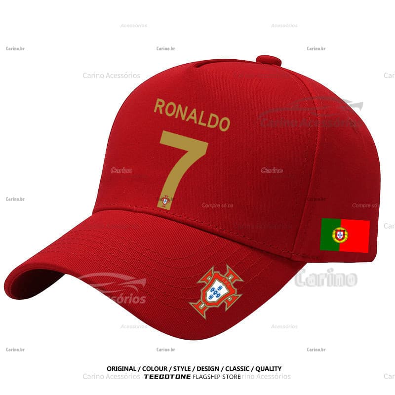 Cristiano Ronaldo Não. 7 Boné de Camisa da Seleção Nacional de Portugal, Protetor Solar, Boné de Beisebol Ajustável de A