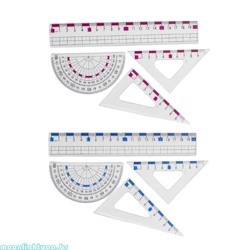 moonlightyaa1 Conjunto Régua Geométrica Profissional Dawing Transferidor Matemática Ferramenta Escolar Quadrada Pa