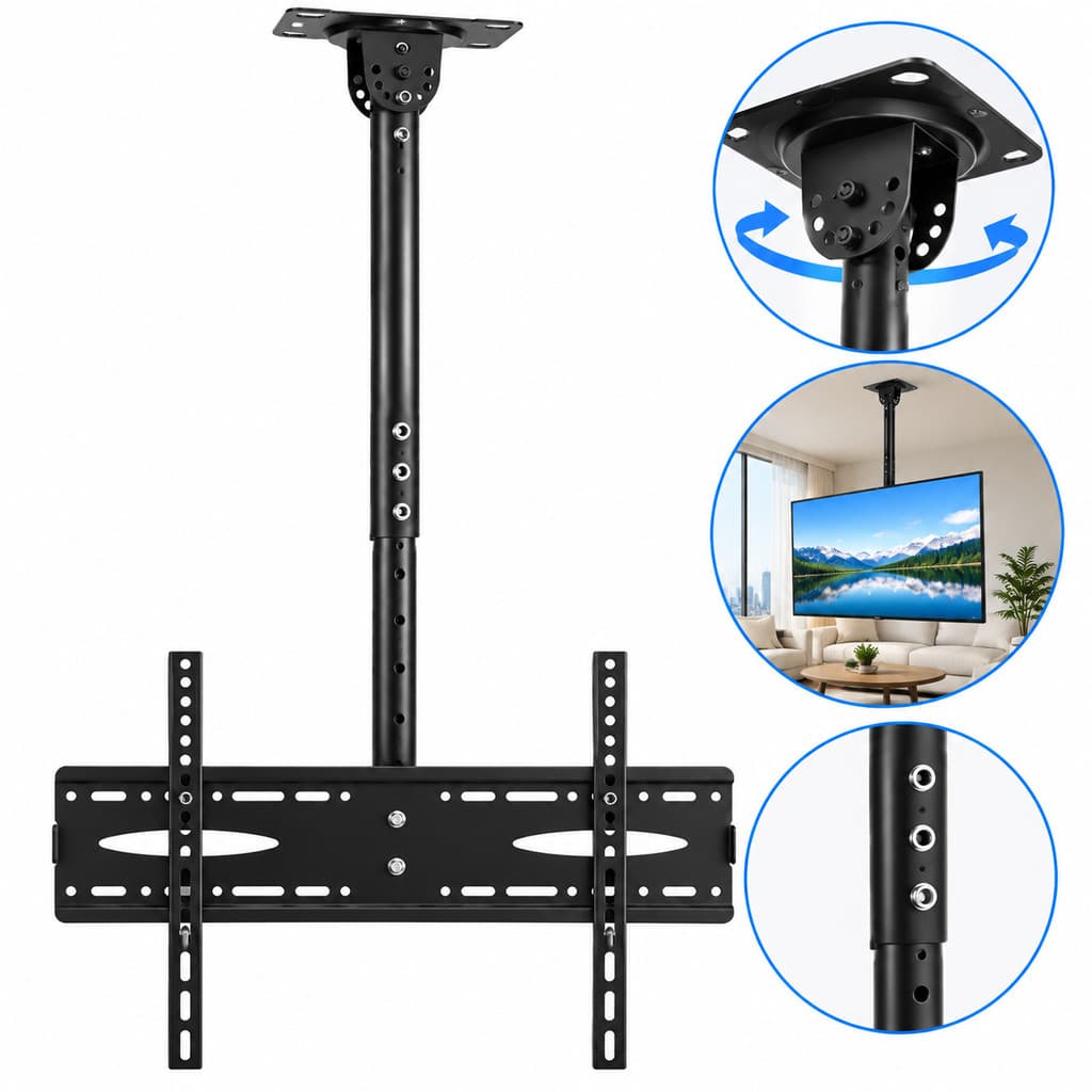 Suporte Teto Articulado Universal 32-72" c/ Rotação 360° - 45kg - Montagem Reversível