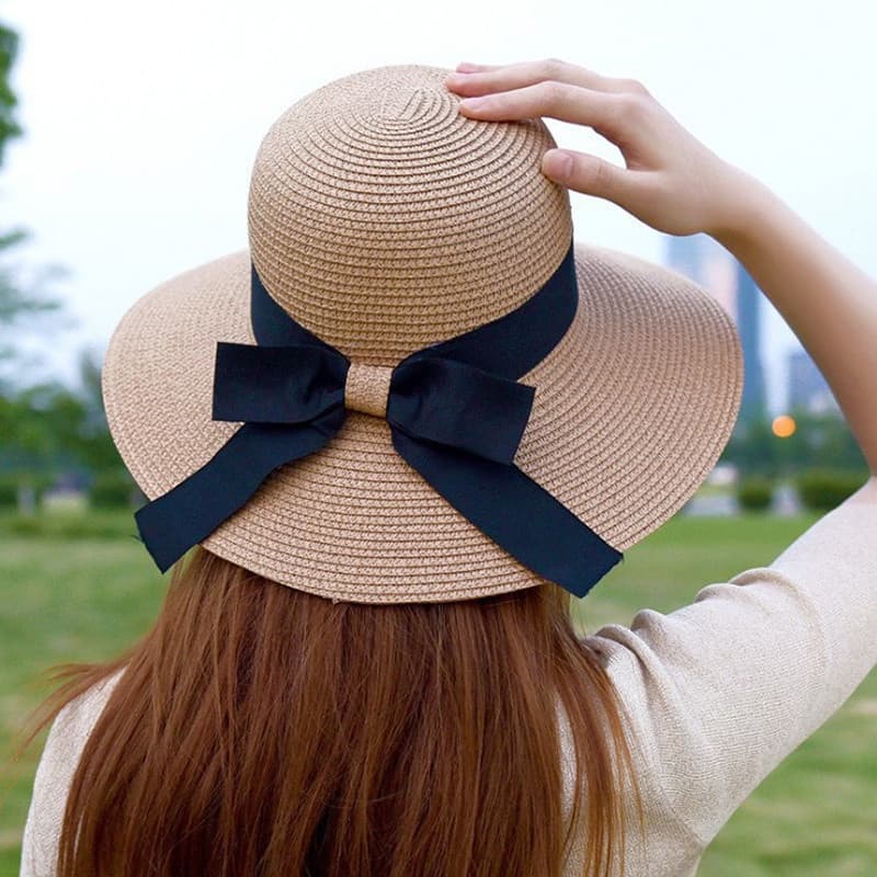 Chapéu Panamá Feminino, Chapéu de Pescador de Palha Moderno para o Verão, Proteção UV, Chapéu para Férias