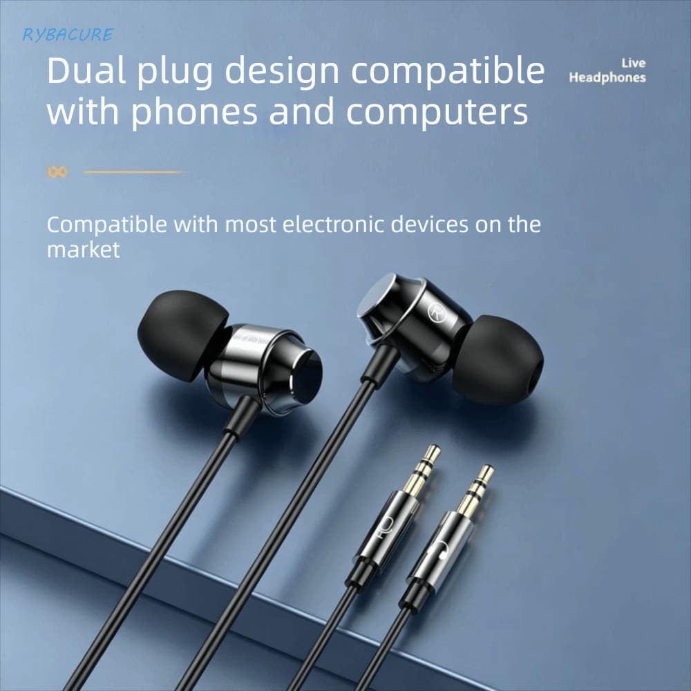 Fones De Ouvido De Plugue Duplo , Verdes HiFi De Metal , Telefone De Fone Estéreo Com Fio De Baixo Preto Gamer De 3.5 Mm