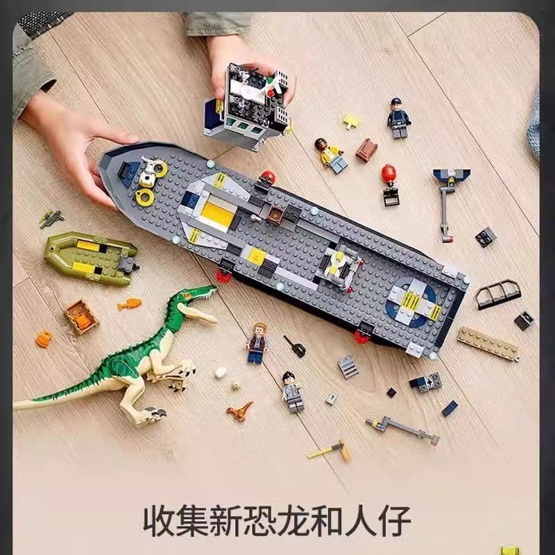 2026 novo estilo compatível Lego jurássico dinossauro mundo 4 garra dragão transporte navio Escape 76942 crianças montad