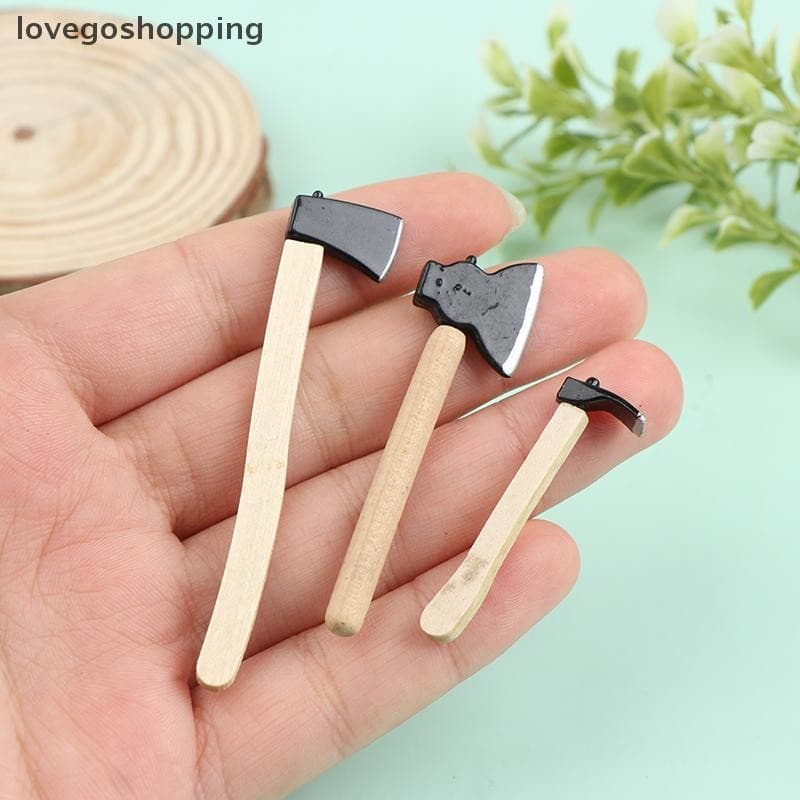 [lovego] 3 Pçs/set Madeira Metal Chopper Casa De Bonecas Ferramentas Em Miniatura BR