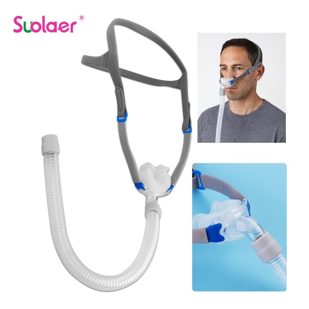 Suolaer CPAP Máscara De Almofadas De Nariz Universal S/M/L Tamanhos Apnéia Do Sono Com Arnês Adequado