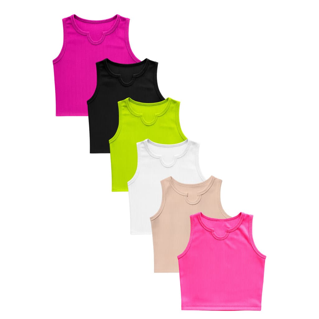 KIT COM 3 Camisetas Cropped Infantil Feminino Canelado Regata ALEATÓRIAS – Moda Infantil Verão, Confortável e Estiloso