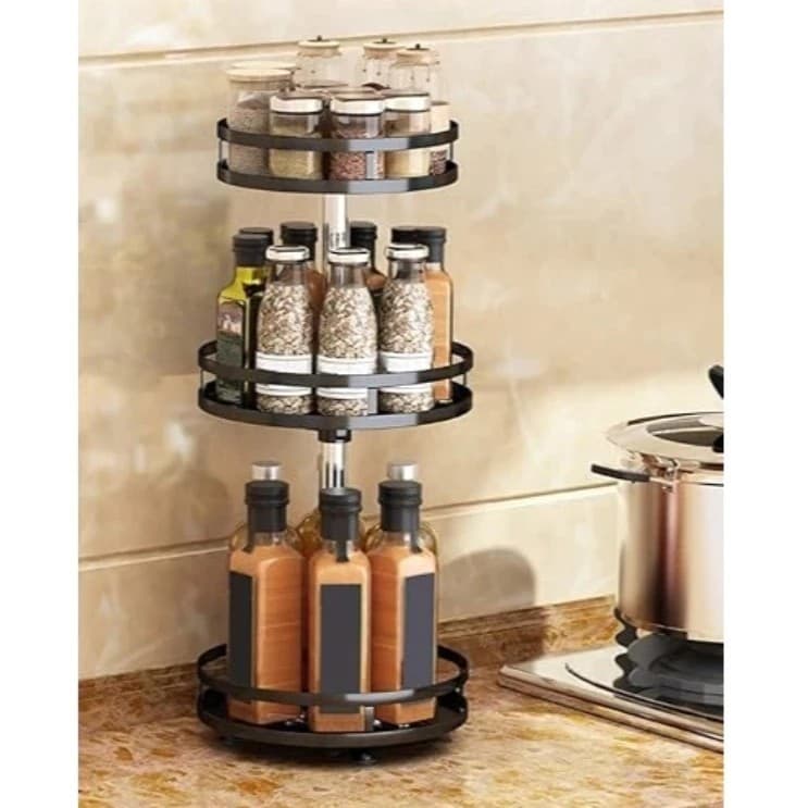 Suporte Giratório Temperos Condimentos Organizador Cozinha Banheiro Prateleira Estante Multi