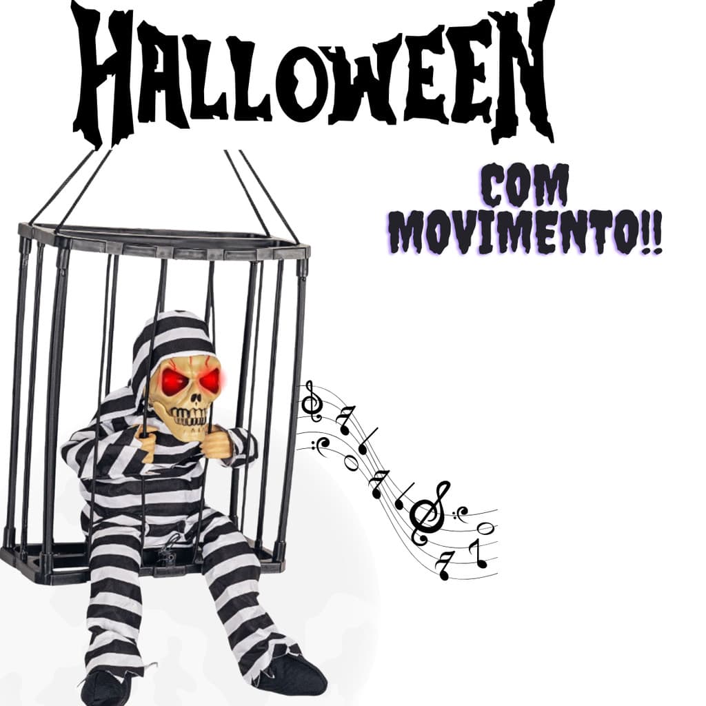 Decoração de Halloween Com Sensor Luz Movimento Caveira Esqueleto