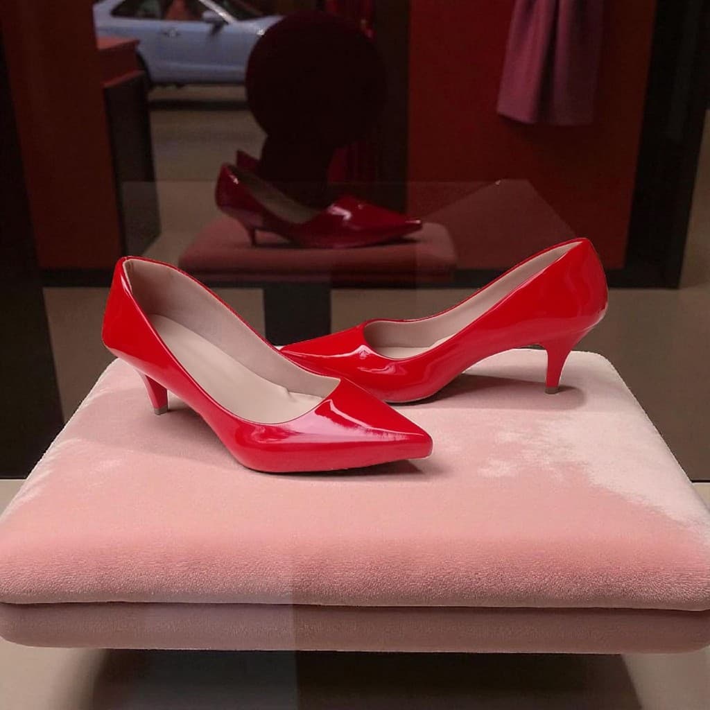 Scarpin Feminino Vi Vermelho Verniz Conforto | Salto Baixo 5cm | Strass Brilho Elegante Ousada Shoes