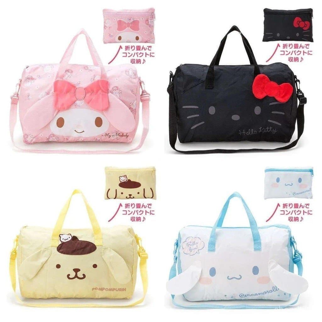 Sanrio Hello Kitty Cinnamoroll Saco De Viagem Feminino Dobrável Transporte De Canela Carrinho Ajustável