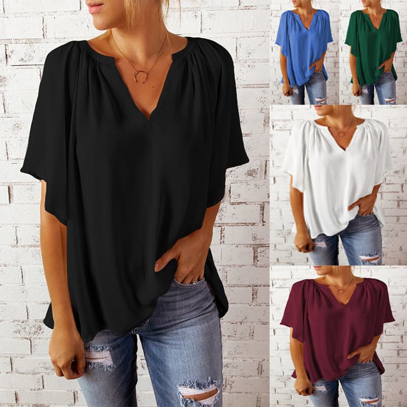 Blusa Feminina De Verão casual Camiseta tops Chiffon