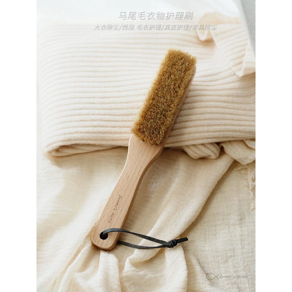 Premium terno Cashmere casaco cuidados escova casaco remoção de poeira Natural crina escova cabo de madeira couro genuín