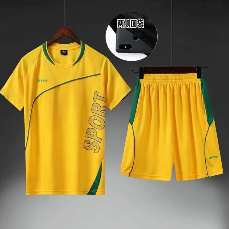 Terno esportivo de manga curta Casual camisa de corrida Fitness roupas de secagem rápida na moda masculino Plus Size uni