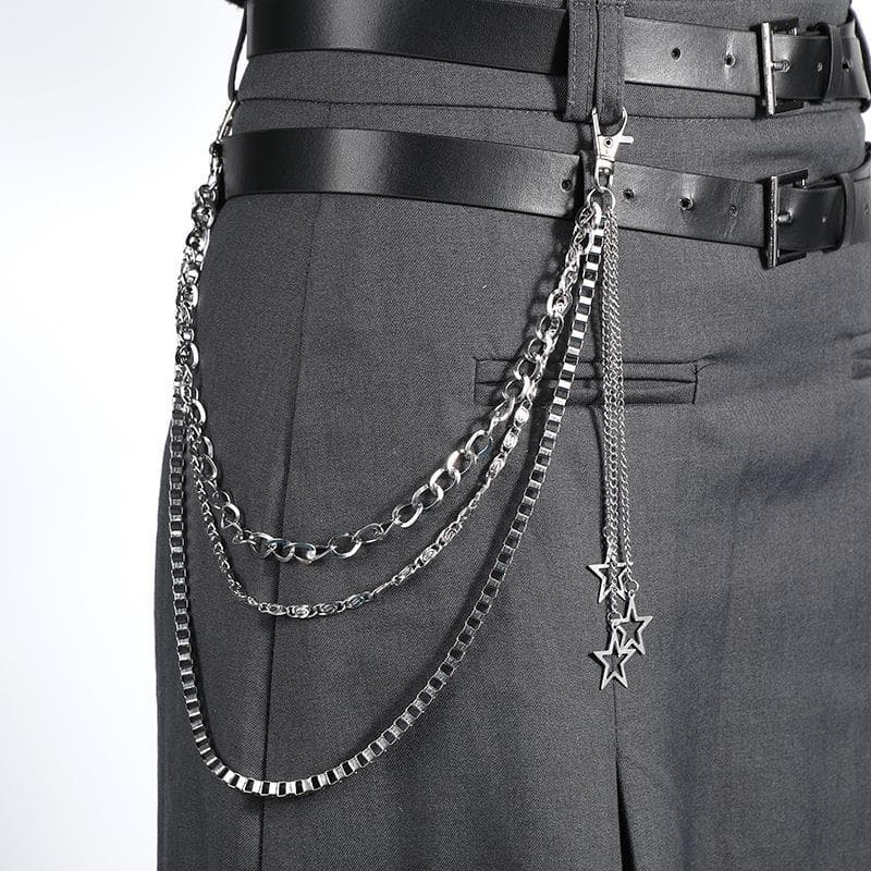 Estilo Punk calças corrente feminina legal ins corrente estrela decoração cintura corrente acessórios jk saia Hip Hop jó