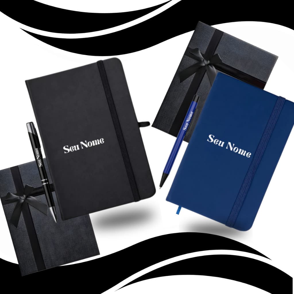 Kit Executivo Caneta Esferográfica Caderneta Bloco Agendinha Personalizado presenteável brinde corporativo lembrança