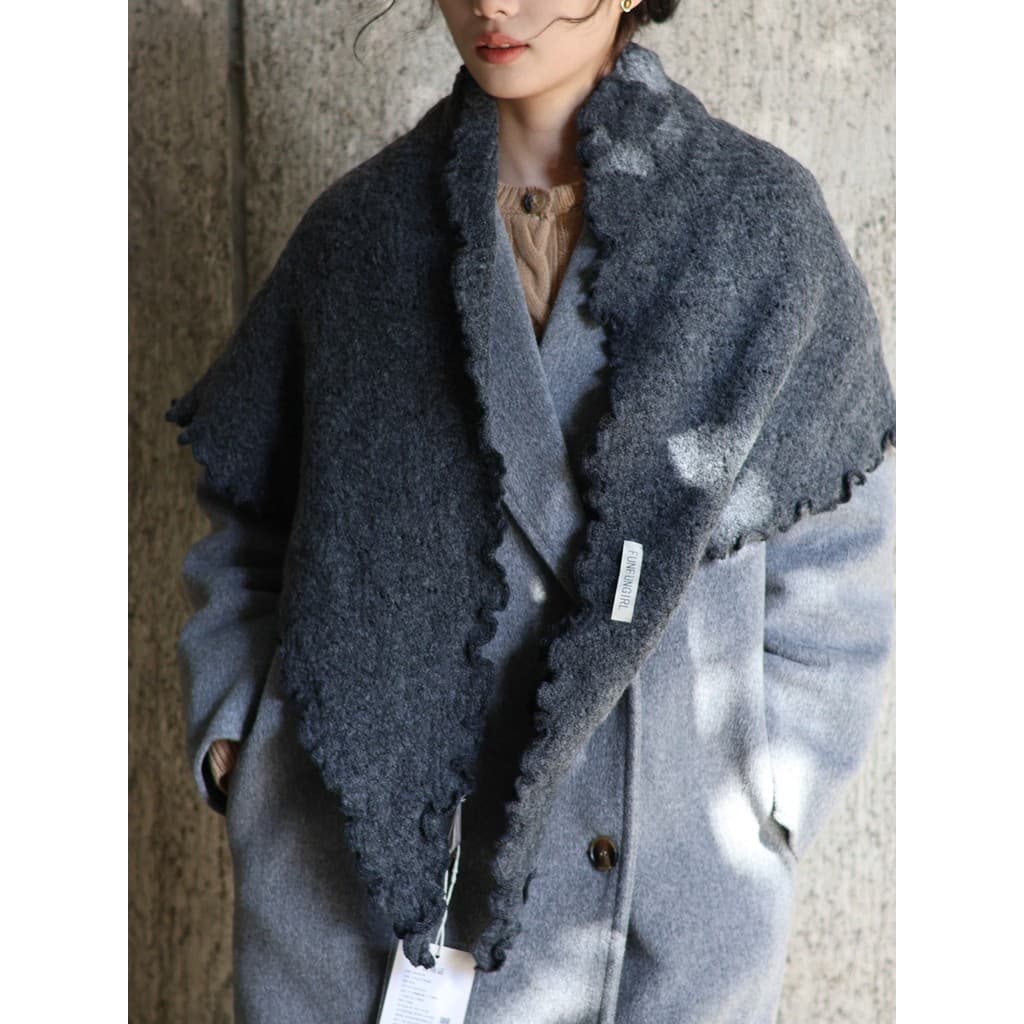Atmosfera preguiçoso ~ fungo triângulo cachecol lã xale feminino outono inverno cachecol fino dupla utilização cachecol