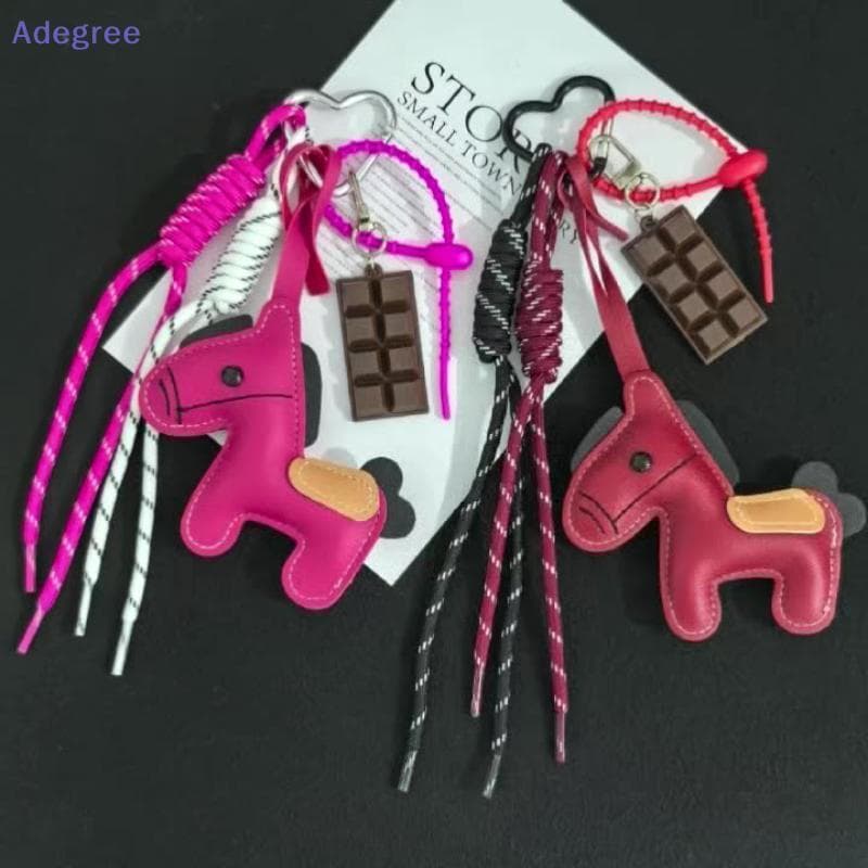Adegree 1 Peça De Couro Pônei Chaveiro Corda Trançada Bapa Pingente Para Bolsa De Telefone Acessórios De Suspensão Decor