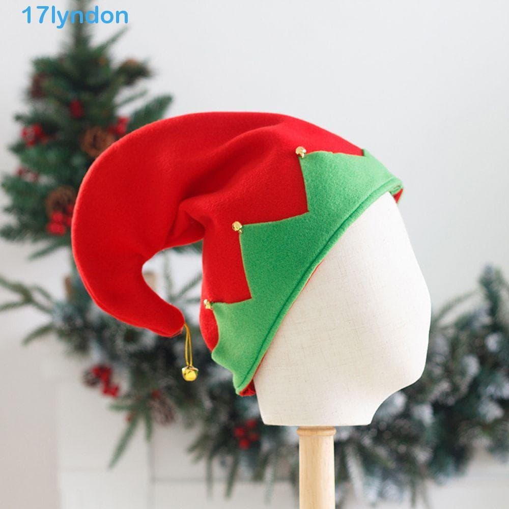 LYNDON Feminino Chapéus De Natal Decorações Vermelho Verde Retalhos Papai Noel Palhaço Boné Elk Bola De Pelúcia Veludo