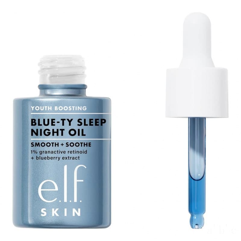 e.l.f. YouthBoostingBlue-tyNightOil, Sincturno Facial de Acetato, trata linhas finas e imperfeições, leve, vegano e libe