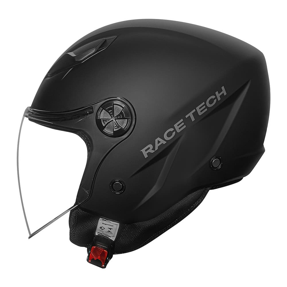 Capacete Aberto Moto Race Tech Play Monocolor Preto Fosco