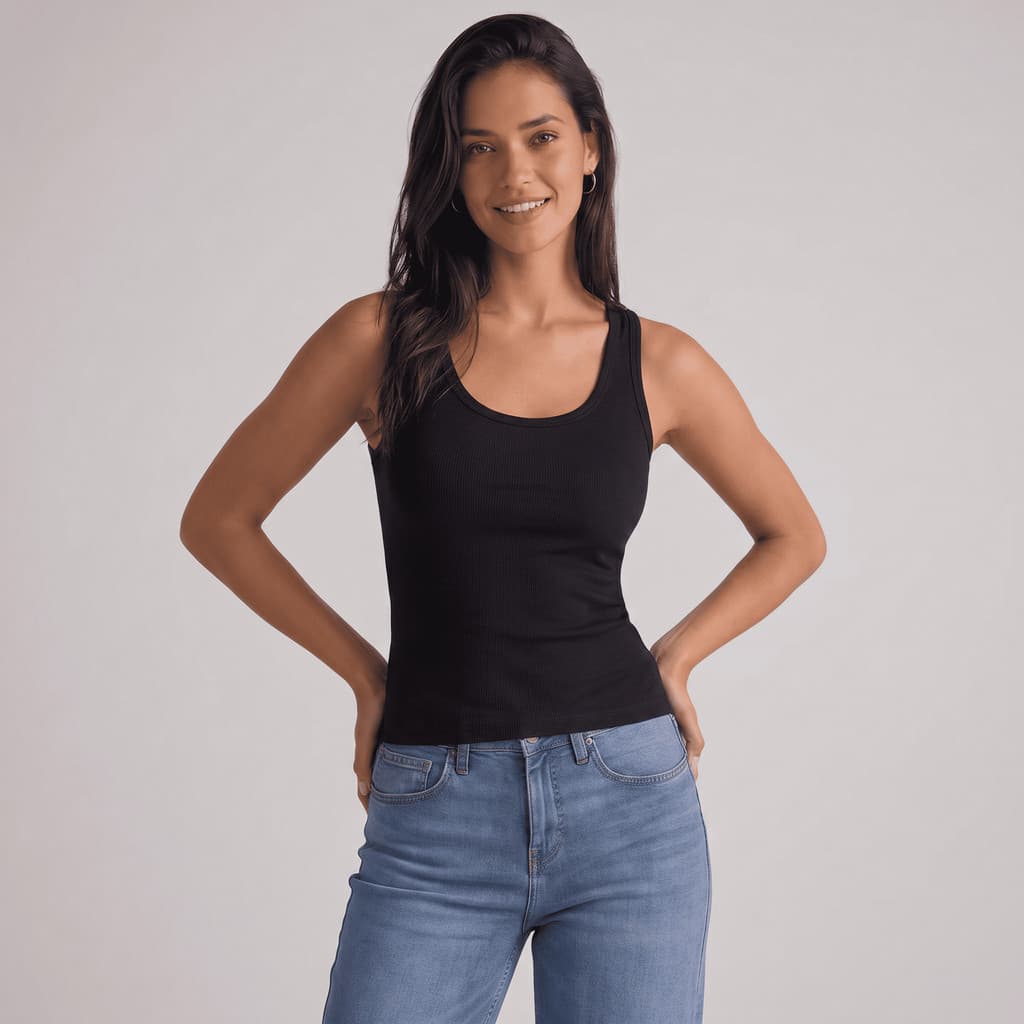 Regata Feminina Básica Canelada Algodão Com Elastano Blusa Justinha Casual Verão