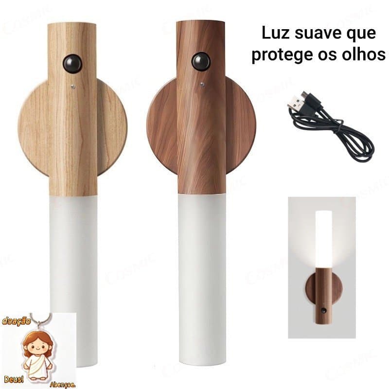 Luz Noturna LED TYPE-C Recarregável De Madeira Magnética Sem Fio Portátil Modelo Simples Luz suave que protege os olhos