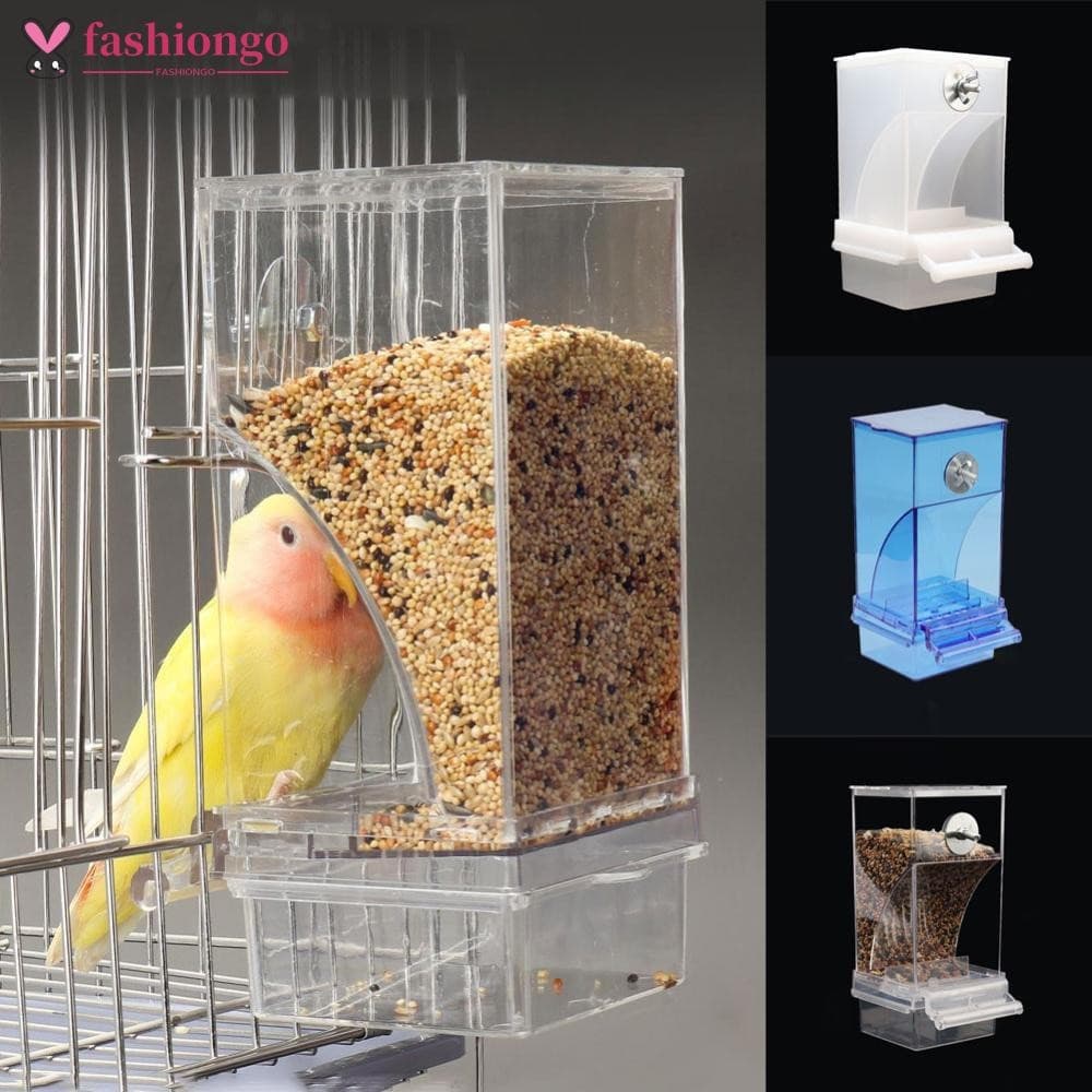 FASHIONGO Alimentadores De Pássaros Automático Alimentador De Papagaio Bebedor Acrílico Recipiente De Alimentos Gaiola A